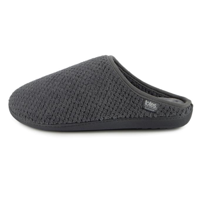 Isotoner® Mens Swept Back Popcorn Mule Slipper Grey Extra Image 3